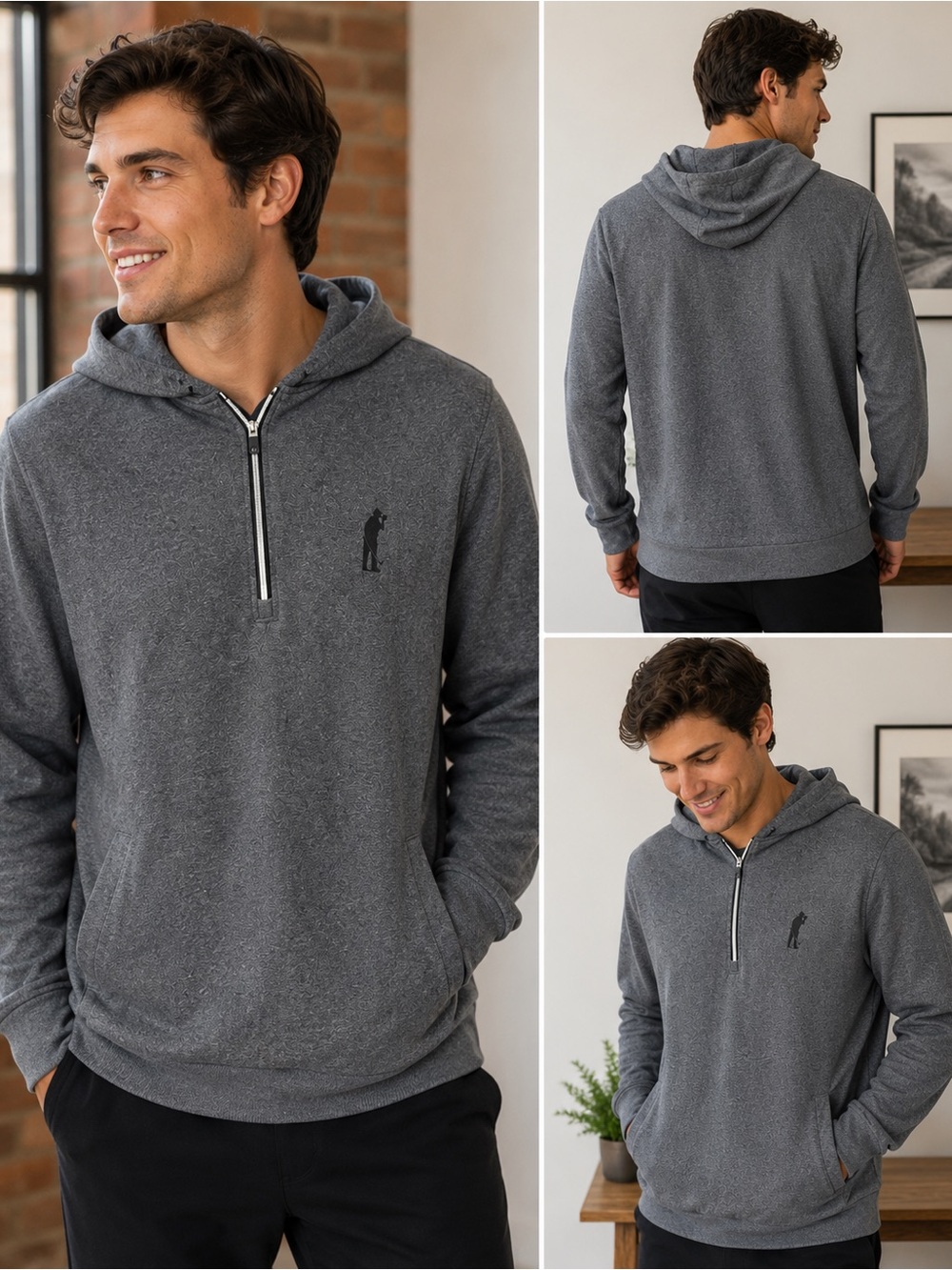 U Suck At Golf Men’s Gray 1/4 Zip Hoodie – Size XL